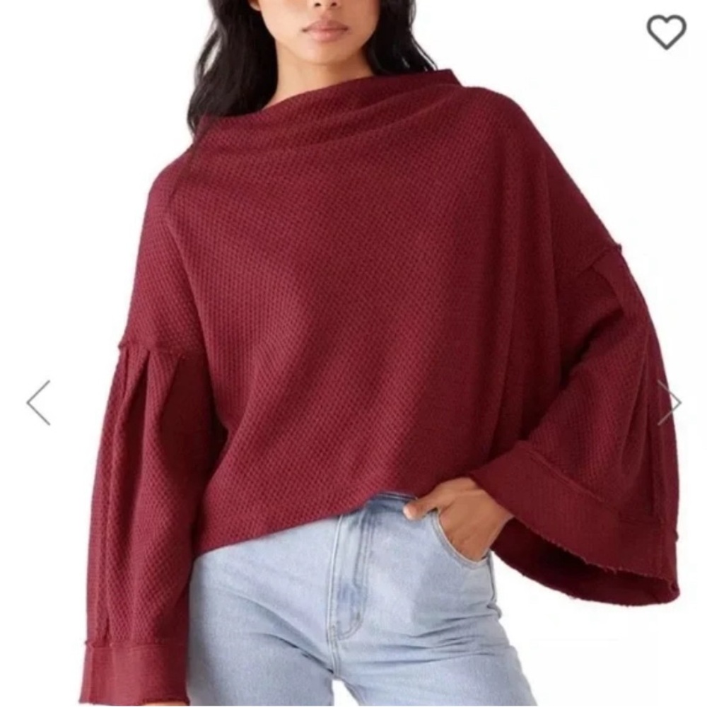 We The Free Deep Red Textured Knit